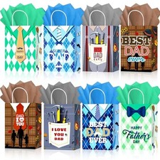 12pcs Father s Day Gift Bags, Dad s Day Party Favor Treat Bags for Fathers