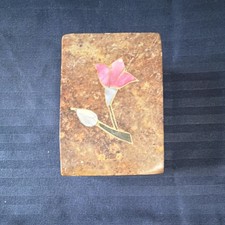 Handmade Stone Incense Holder with Floral Inlay, Made in India