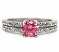 1CT Treated Pink Sapphire  Topaz 925 Sterling Silver Ring Sz 6,7,8,9 MB4