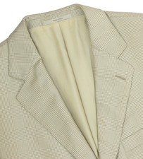 Men's 44 L Ermenegildo Zegna Saks 5Th Ave Beige Silk Wool Windowpane Sport Coat