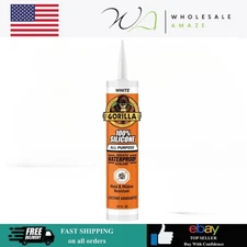 Gorilla Waterproof Caulk & Seal Silicone Sealant 10oz Cartridge – White