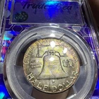 1957 D PCGS MS65 Toned Franklin Half Dollar 50¢ Beautiful Reverse Toning