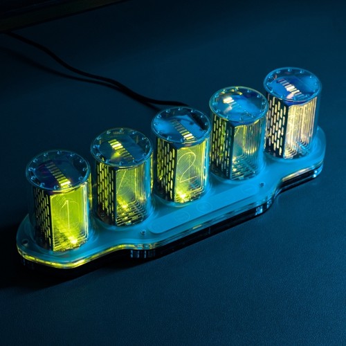 RGB Pseudo-Glow Tube Clock Computer Desktop Ornament Colorful LED Acrylic - Picture 7 of 8