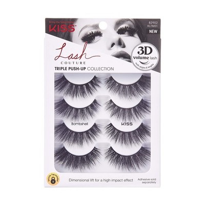 False Eyelashes 4Pairs Triple PushUp 14mm Reusable Lash Clusters Easy Apply