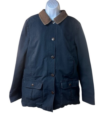 #ad Vintage LL Bean Chore Jacket Mens Large Blue Canvas Flannel Lined Corduroy Barn $76.49