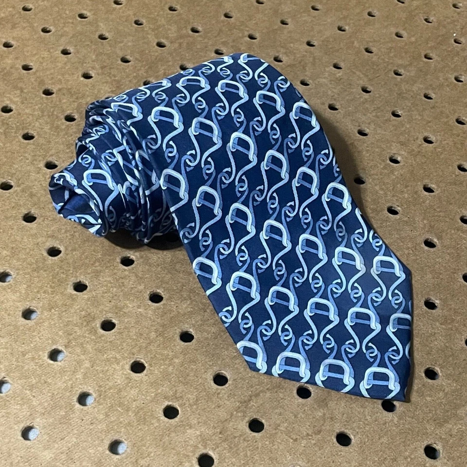 Gucci шелк шеи галстук мужской синий цепочка ссылка геометрический Италии сделано читать - Изображение 2 из 4