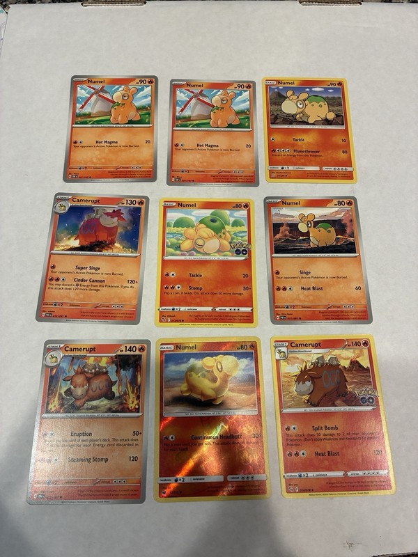 Lot Of 9 Numel and Camerupt Pokemon Cards