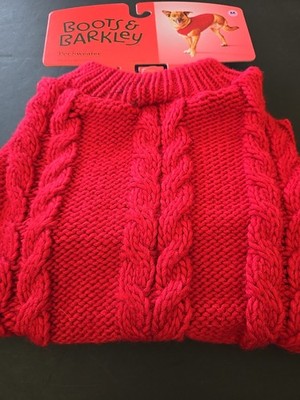 Boots & Barkley Red Cable Knit Dog Sweater Size M Up to 40 lbs NWT