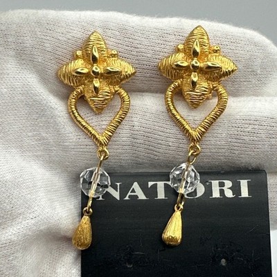 Vintage Natori Gold Plated earrings clip on #441
