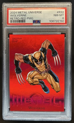 2024 Metal Universe Marvel Avengers Wolverine Retro Precious Gems Red /100 PSA 8