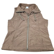 Columbia Utility Vest XL Brown Zip Front Outdoor Travel Cotton Blend