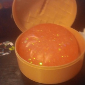 Orange Glitter Stress Squeeze Ball in Plastic Capsule Case 3in HM-6002