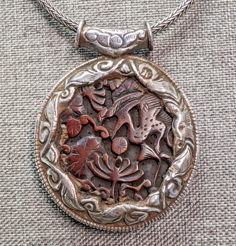 Vintage Himalayan Jasper Tribal Tibetan Necklace Pendent Hand Carved