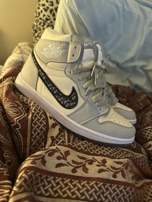 Dior Dior Air Men s High Top Sneakers White/Gray Monogram Lace-Up