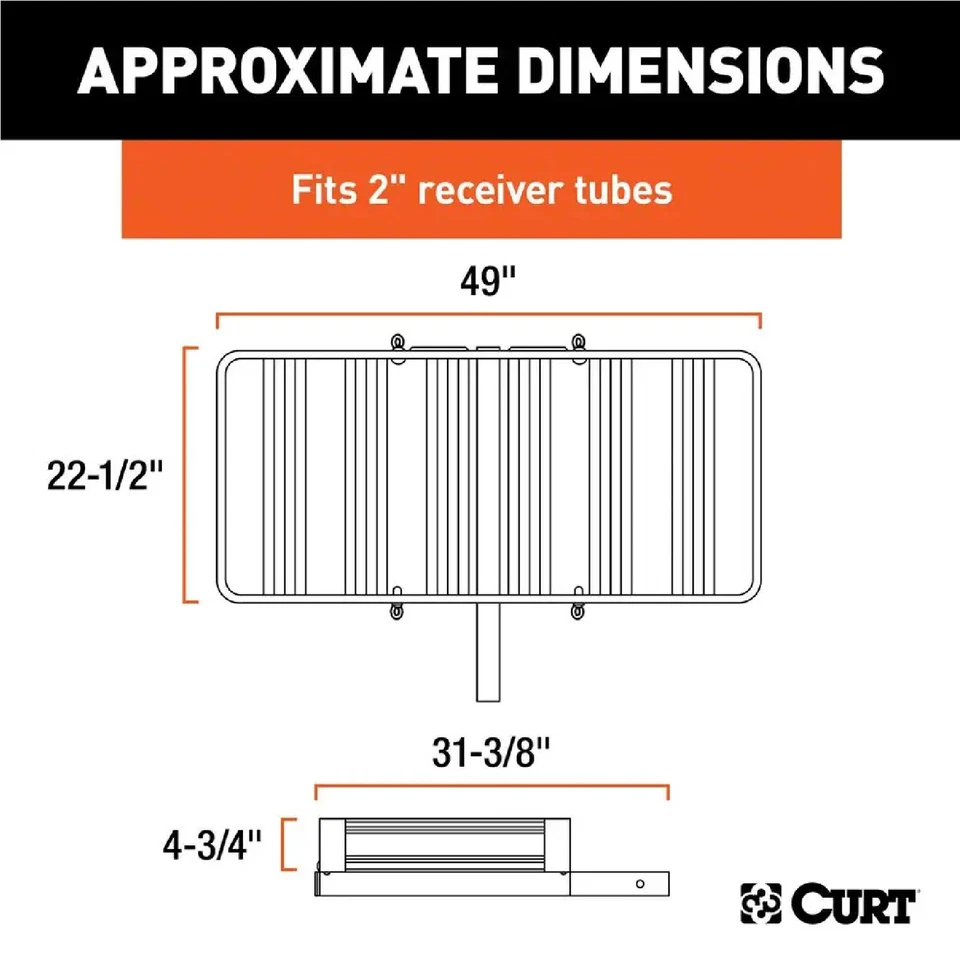 Curt 18113 Basket-Style 49" x 22-1/2" Aluminum Cargo Carrier Foto 3 de 4