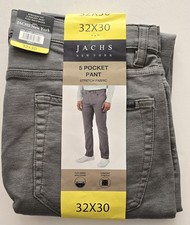 Jachs New York Men's 5 Pocket Pants Stretch Straight Fit Flex Waist Gray 32x30