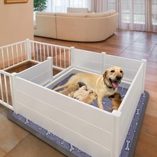 Whelping Box,Whelping Box for Dogs with Washable Puppy Pads, Double Rooms