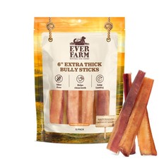EVER FARM Pet Odor-Free Extra Thick Jumbo Bully Sticks for Large Dogs 6, 10 P...