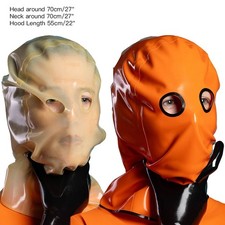 Latex Mask Bag open Eyes hole Full Face Rubber Long Hood no Zip Fetish Club