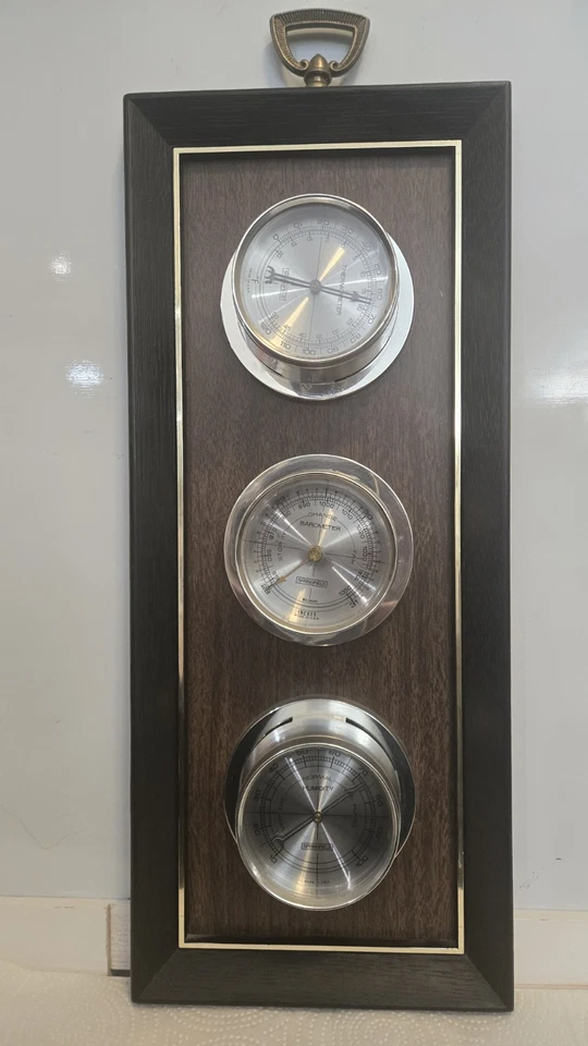 De Colección Madera SPRINGFIELD Estación Meteorológica Barómetro Humedad Termómetro Hecho en EE. UU. Foto 2 de 2