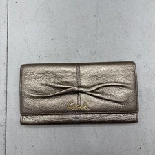 Coach Wallet Womens Metallic Bronze Leather Continental Snap Flap ID Window