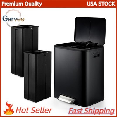 2 Compartment Recycling Bin Kitchen Rubbish 15L Pedal Softclose Waste
