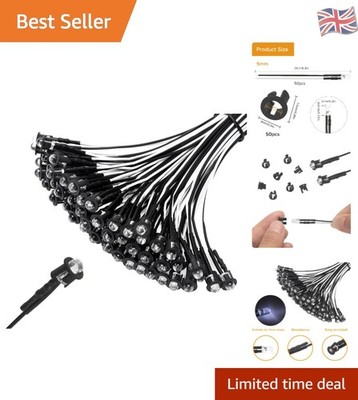Komplettes 50-teiliges 5 mm vorverdrahtetes LED-Lichtset - enthält Halter für einfache Einrichtung