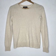 Tahari 2-Ply 100% Cashmere Sweater Cream Womens Size Small S