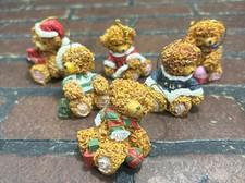 Set of 6 Mini Resin Bear Ornaments 2"