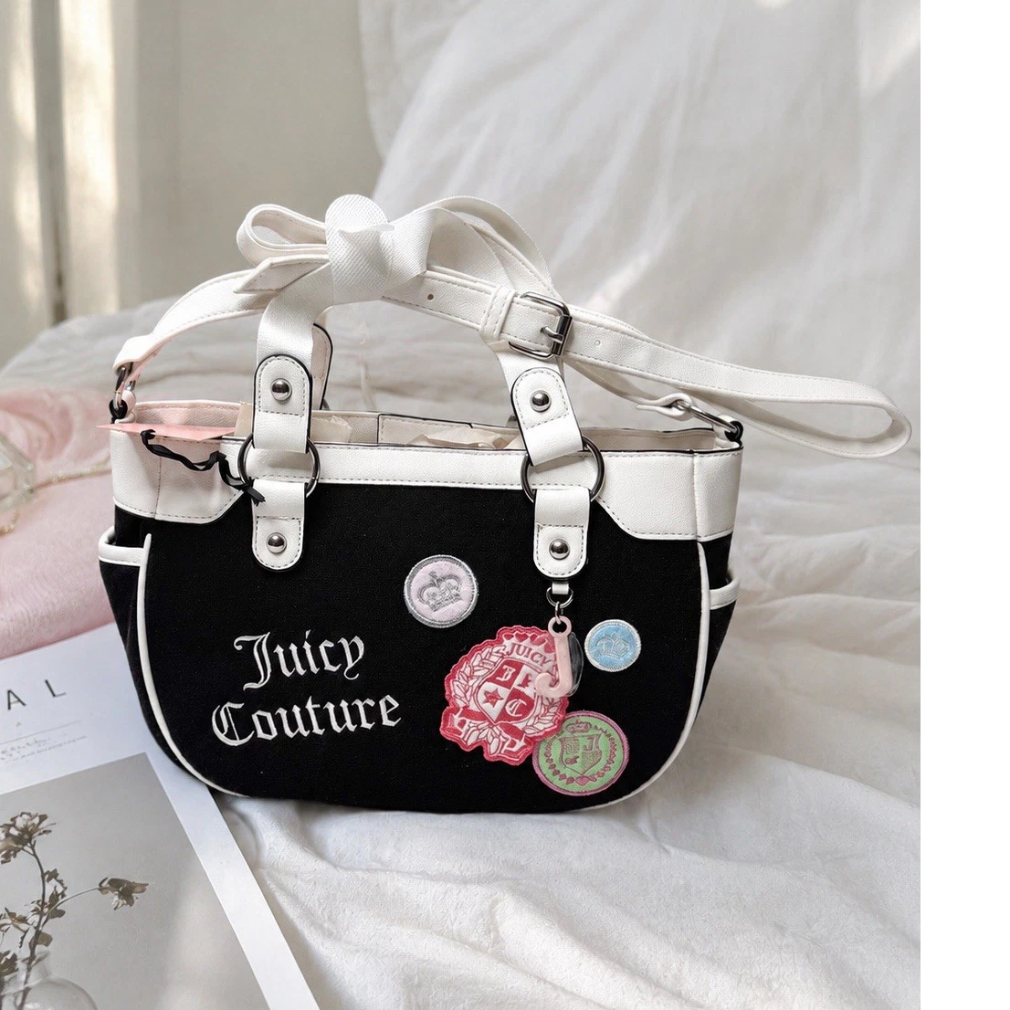 Juicy Couture Faux Leather Exterior White Bags & Handbags for