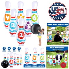 Inflatable Bowling Set for Kids Adults - Includes Hand Pump 10 Pins