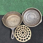 Vintage Wagner Ware 1088 #8 Deep Chicken Fryer Skilled w/ Lid & Trivet
