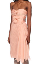 $11,000 Valentino Pink Lace Inset Silk Chiffon Twist Cocktail Dress US 2 4 IT 40