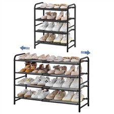 Expandable 4-Tier Iron Mesh Wire Shoe Rack Ventilated Entryway Organizer