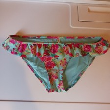 American Eagle Outfitters AEO Ruffle Bikini Bottom Turquoise and Pink Size L 
