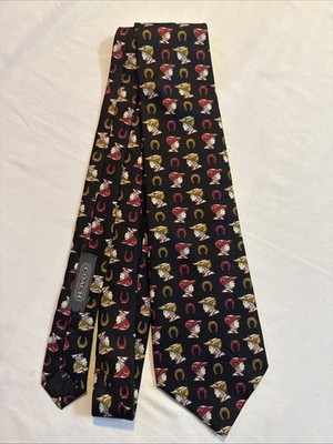 Vintage Coach Italian Silk Tie Cowboy Horseshoes Print