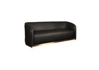Elegantes Schwarzes Leder 3-Sitzer Sofa Modernes Design