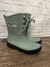 Bogs Size 10 Amanda Plush ll Waterproof Lace Up Rain Boots Jade Comfort