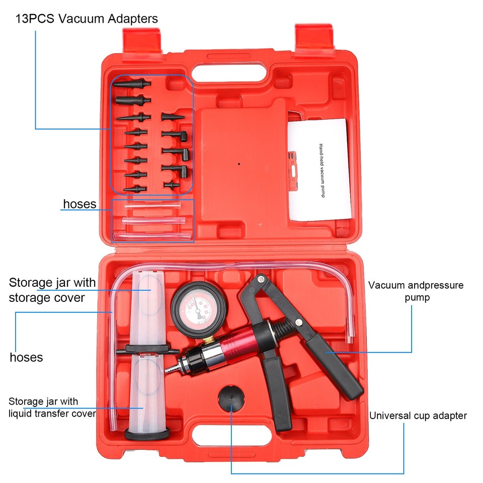 Vacuum Brake Bleeder Pump Kit 2 In 1 Handheld Vacuum Pump Tester - Foto 9