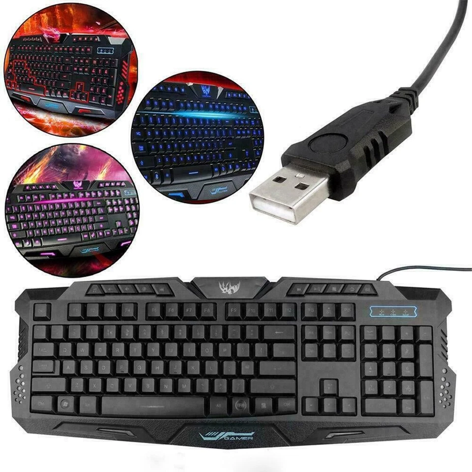 Computer Desktop Gaming Keyboard and Mouse Mechanical Feel LED Light Backlit - Image 4 of 4