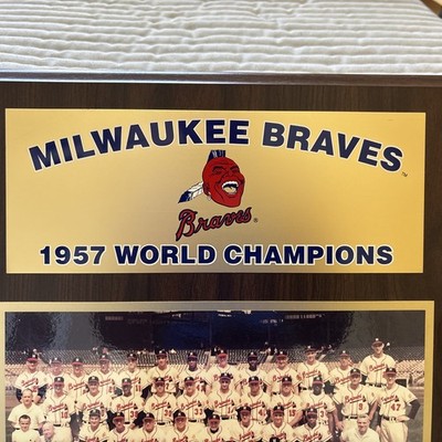 1957 Braves MLB World Champions 16x13 Plaque Baseball Hank Aaron