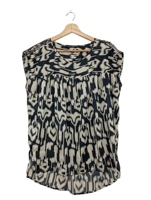 PHILOSOPHY BLUES ORIGINAL Long-Bluse Damen Bluse Gr. DE 40 wollweiß-schwarz