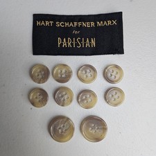 Hart Schaffner Marx Parisian Replacement Suit Blazer Buttons Set Tan 4-Hole Flat