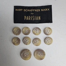 Hart Schaffner Marx Parisian Replacement Suit Blazer Buttons Set Tan 4-Hole Flat