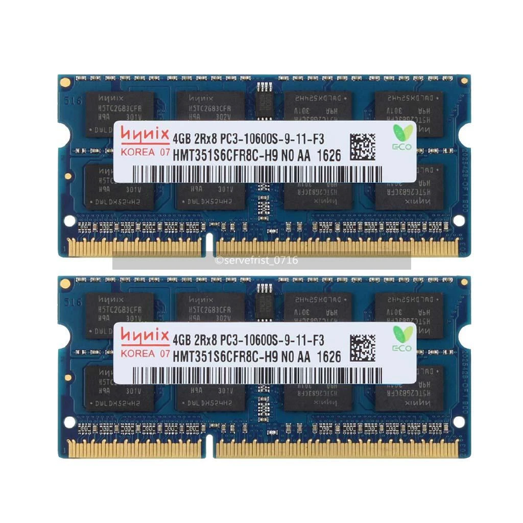 Hynix 8GB 2x 4 GB DDR3 1333 MHz PC3 10600 So dimm Laptop Memory