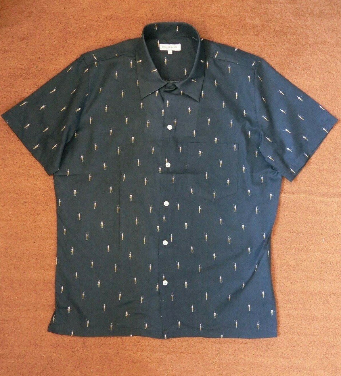 FILA Camicia estiva Richard James Savile Row novità stampa sportiva maniche corte tasca M