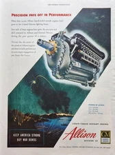 1944 Allison General Motors Vintage Ad Precision pays off in performance