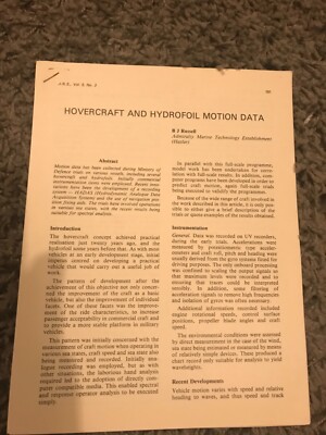 Hovercraft & Hydrofoil Bewegungsstudienpapier 1971 Wissenschaftszeitschrift Schiffsbericht 