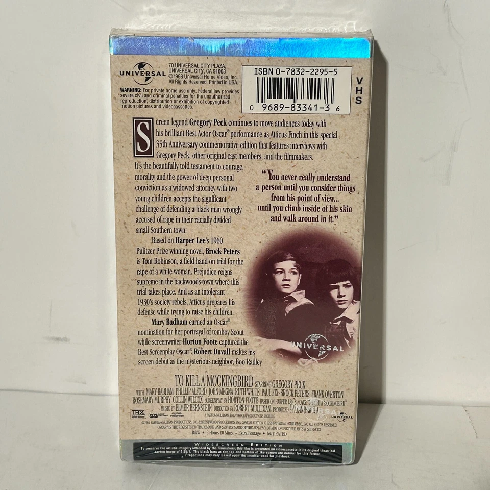 To Kill A Mockingbird 1962 Universal Watermark SEALED *BUY 2 GET 1 FREE VHS* - Image 2 of 4