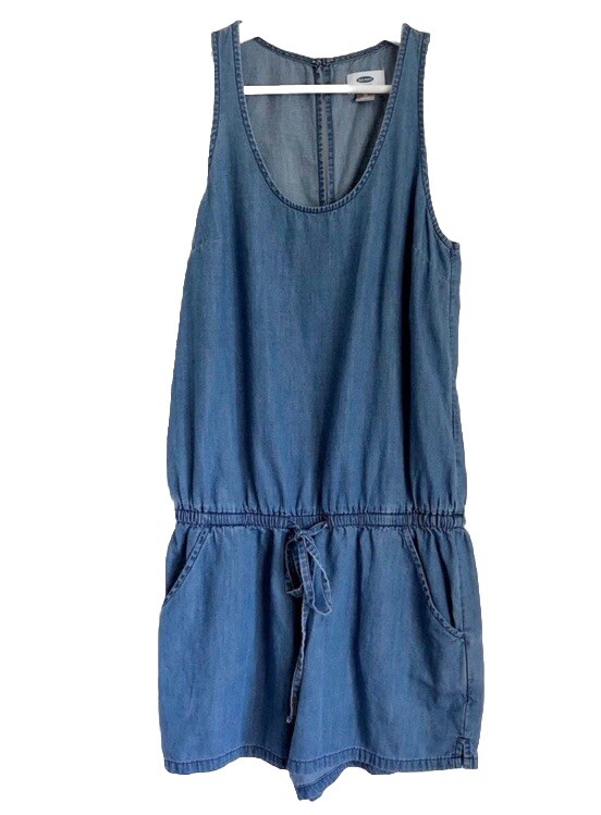 Old Navy Chambray Shorts Romper Sleeveless Blue Size XXL